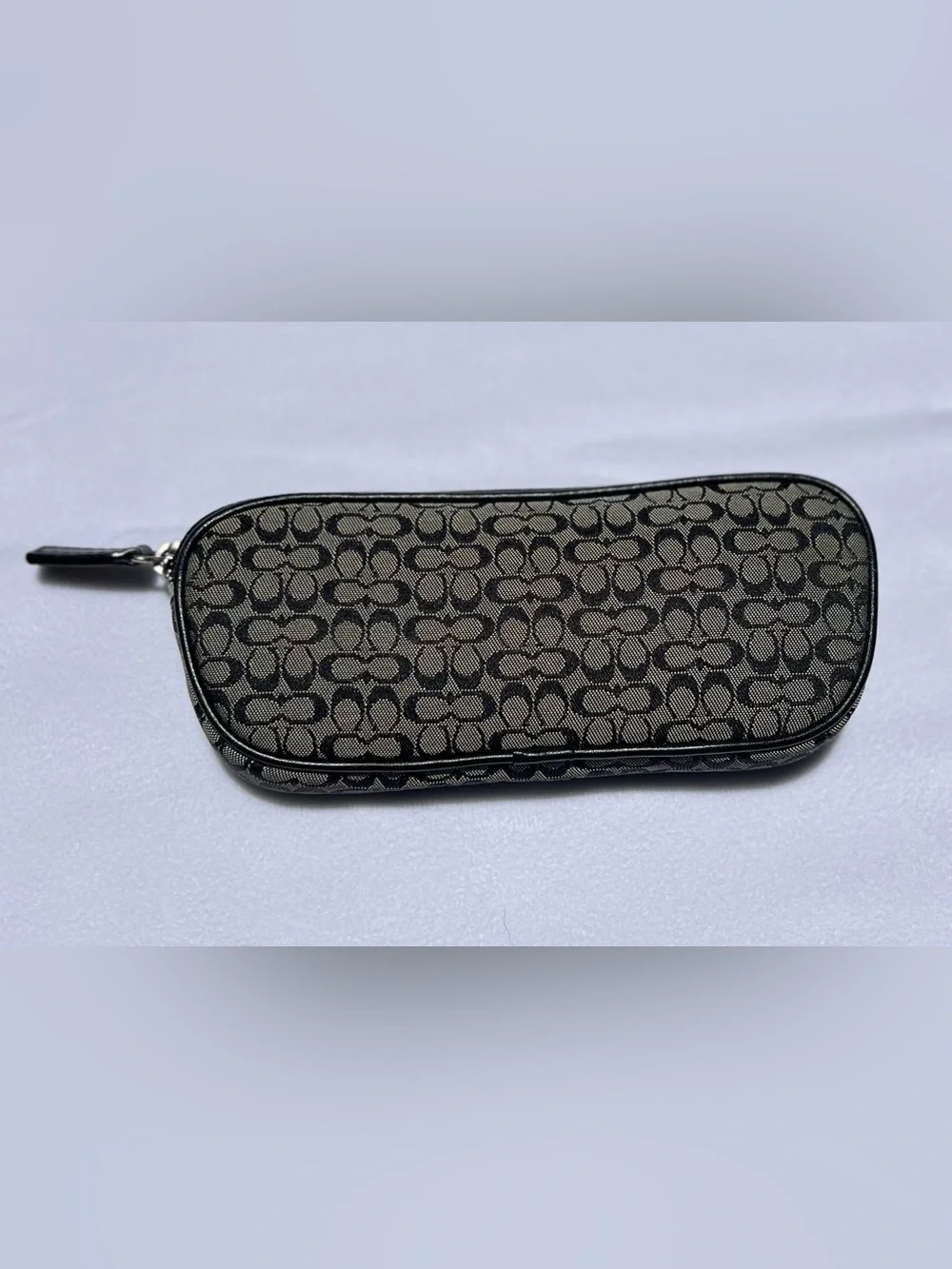 Coach Signature C Canvas Jacquard Eyeglass Zip Pouch in Black and Khaki